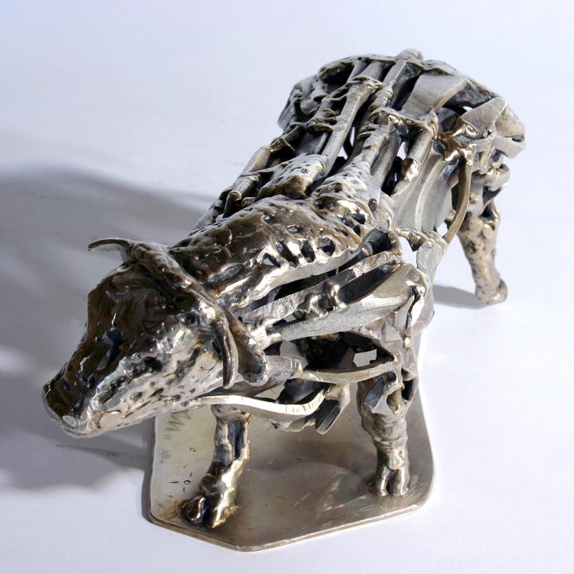 Silver bull 2017 Welded and silvered bronze - Height : 6,88 in