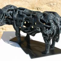 Mon voisin le Charolais  2017 - Bronze soudé P.U. - Hauteur : 16,5 cm