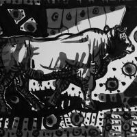 Mon voisin au soleil  2016 Encre de Chine sur papier - 34 x 52 cm