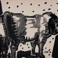 Mon voisin rumine  2016 Encre de Chine sur papier - 24 x 30 cm (Coll. privée)