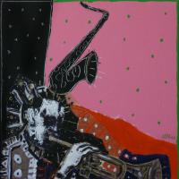 Rhythm and blues II 2010 Acrylique et collage sur toile - 50 x 50 cm