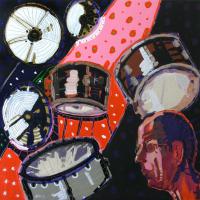 Mon jazz - Patrick 2010 Acrylique et collage sur toile - 100 x 100 cm