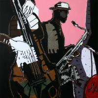 Jazz Club I 2009 Acrylique et collage sur toile - 100 x 100 cm (Coll. privée)