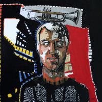 Mon jazz - Seb 2009 Acrylique et collage sur toile - 100 x 100 cm