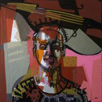 Mon jazz - Alex 2009 Acrylique et collage sur toile - 100 x 100 cm (Coll. privée)