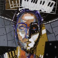 Mon jazz - Benoît 2010 Acrylique et collage sur toile - 116 x 89 cm (Coll. privée)