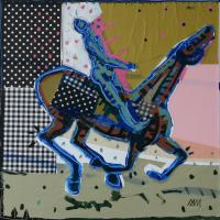 Au galop 2012 Acrylique et collage sur toile - 50 x 50 cm