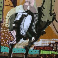 Départ d'Avignon 2011 Acrylique, crayon et collage sur toile - 120 x 80 cm