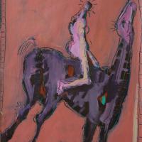 Femme et cheval I 1998 Acrylique sur papier - 70 x 50 cm