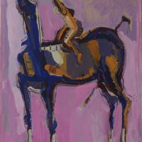 Femme et cheval 2000 Acrylique sur papier - 70 x 50 cm
