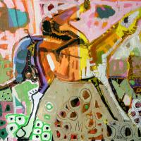 L'amazone du matin 2006 Acrylique et collage sur toile - 73 x 100 cm