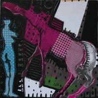 L'anniversaire 2012 Acrylique, crayon et collage sur toile - 50 x 50 cm