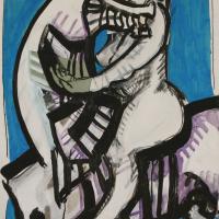 La cavalière 1991 Acrylique, crayon et collage sur papier - 100 x 70 cm