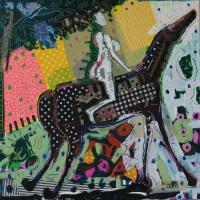 La cavalière 2012 Acrylique et collage sur toile - 50 x 50 cm