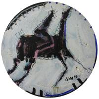 Femme et cheval II 1998 Acrylique sur bois - Diamètre : 39 cm