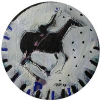 Femme et cheval III 1998 Acrylique sur bois - Diamètre : 39 cm