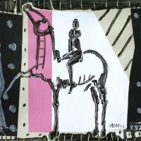 Les prétendantes I 2003 Acrylique et collage sur papier - 33,5 x 51 cm