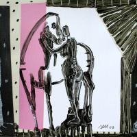 Les prétendantes III 2003 Acrylique et collage sur papier - 33,5 x 51 cm