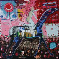 Soleil levant 2012 Acrylique, crayon et collage sur toile - 50 x 50 cm