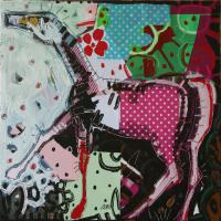 Vers le printemps 2012 Acrylique, crayon et collage sur toile - 50 x 50 cm