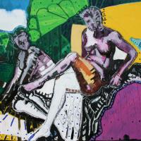 Diane 2004 Acrylique et collage sur toile - 89 x 130 cm