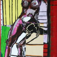 Emmanuelle II 2001 Acrylique et collage sur toile - 120 x 60 cm