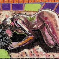 Dans ses rêves 2006 Acrylique et collage sur toile - 73 x 116 cm