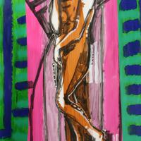 L'escalier II 2001 Acrylique et collage sur papier - 97 x 67 cm