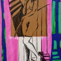 L'escalier IV 2001 Acrylique et collage sur papier - 97 x 67 cm