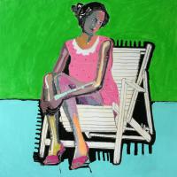 La fille d'à côté 2008 Acrylique et crayon sur toile - 120 x 120 cm