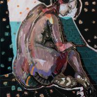 La pose 2006 Acrylique, crayon et collage sur toile - 116 x 89 cm