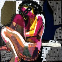 Le masque 2008 Acrylique et collage sur toile - 80 x 80 cm