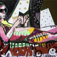 Le roman 2008 Acrylique et collage sur toile - 81 x 100