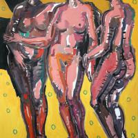 Les Trois Grâces, jaune 2005 Huile sur toile - 130 x 97 cm