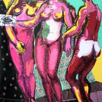 Les Trois Grâces, rose 2005 Acrylique et collage sur toile - 130 x 97 cm (Coll. privée)