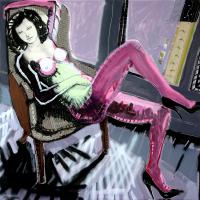 Regarde moi 2008 Acrylique, crayon et collage sur toile - 100 x 100 cm