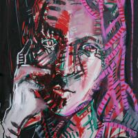  Portrait de jeune fille 1991 Acrylique sur papier - 70 x 50 cm