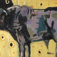 Le Charolais IV 2023 Acrylique et pastel gras sur papier - 33 x48 cm