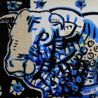 Mon voisin a pris la grosse tête 2016 Encre et collage sur papier - 23,8 x 33,8 cm