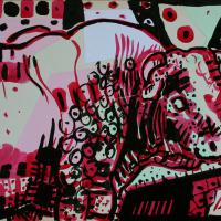 Mon voisin en rose II 2016 Encre et collage sur papier - 23,8 x 33,8 cm