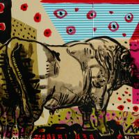 Mon voisin est d'humeur romantique 2017 Encre de Chine et collage sur papier (Coll. Maison du Charolais)