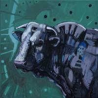 Mon voisin s'affirme 2018 Acrylique sur toile - 100 x 100 cm (Coll. Maison du Charolais)