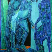Couple au miroir II 1993 Huile sur toile - 195 x 130 cm