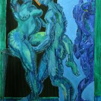 Couple au miroir 1993 Huile sur toile - 162 x 130 cm