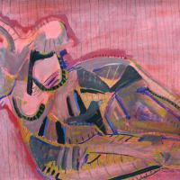 Femme allongée III 1993 Acrylique et pastel sur papier - 50 x 70 cm