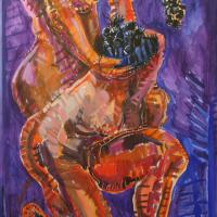 Le temps du raisin III 1993 Acrylique sur toile - 200 x 100 cm