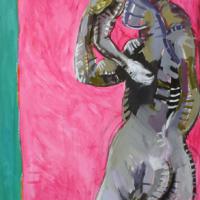 Les acrobates 1993 Acrylique sur toile - 205 x 71 cm