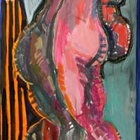Les amants II 1993 Acrylique sur toile - 200 x 67,5 cm