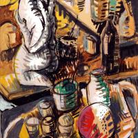 Dans l'atelier III 1990 Acrylique sur papier - 100 x 67,5 cm