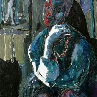 L'actrice 1988 Huile sur panneau - 104,5 x 71,5 cm